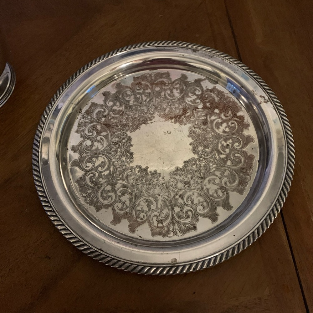 Silver Ornate Serveware Tray for Dining